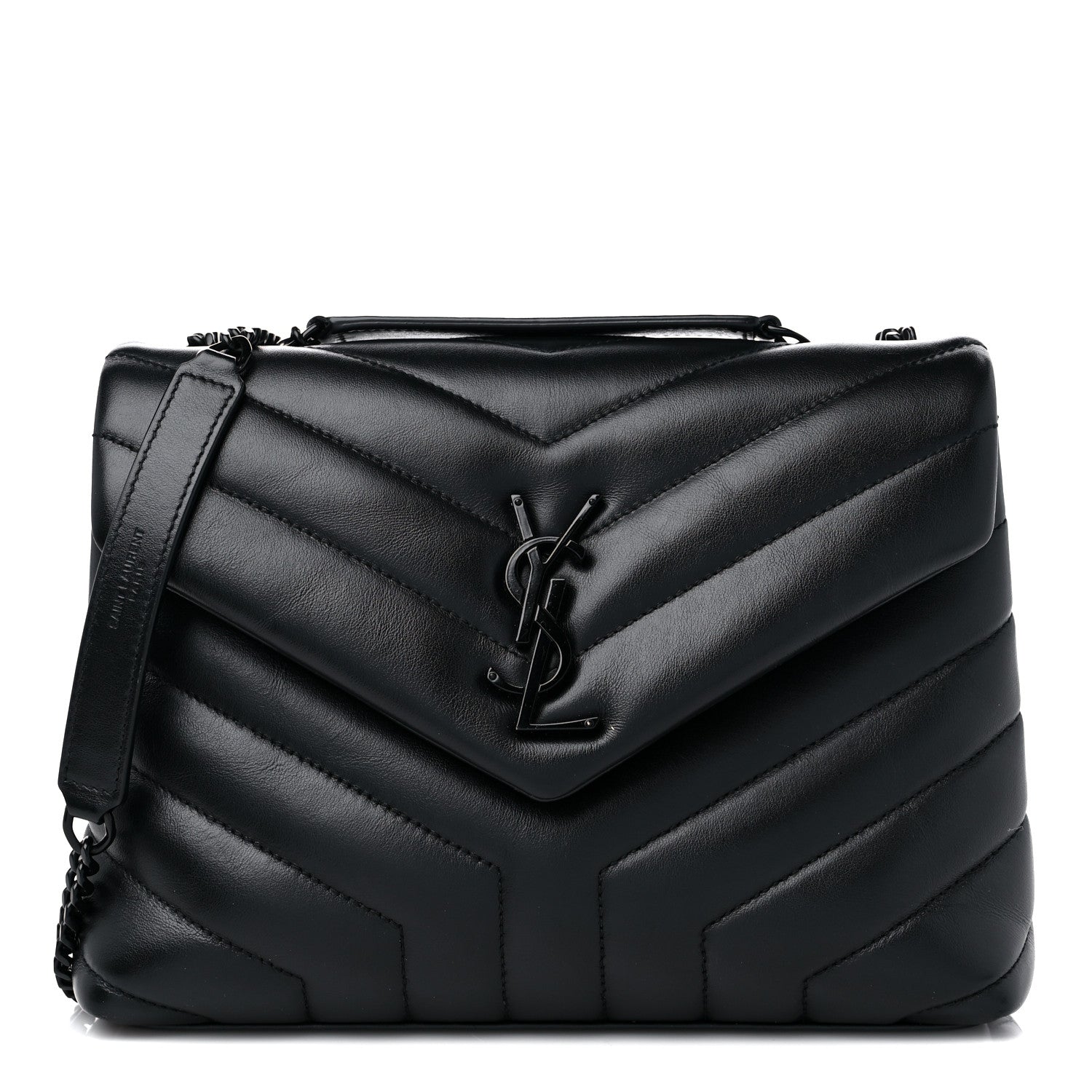 Saint Laurent Calfskin Y Quilted Monogram Monochrome Small Loulou Chain Satchel Black 1 of 15