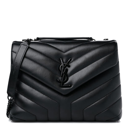 Saint Laurent Calfskin Y Quilted Monogram Monochrome Small Loulou Chain Satchel Black 1 of 15