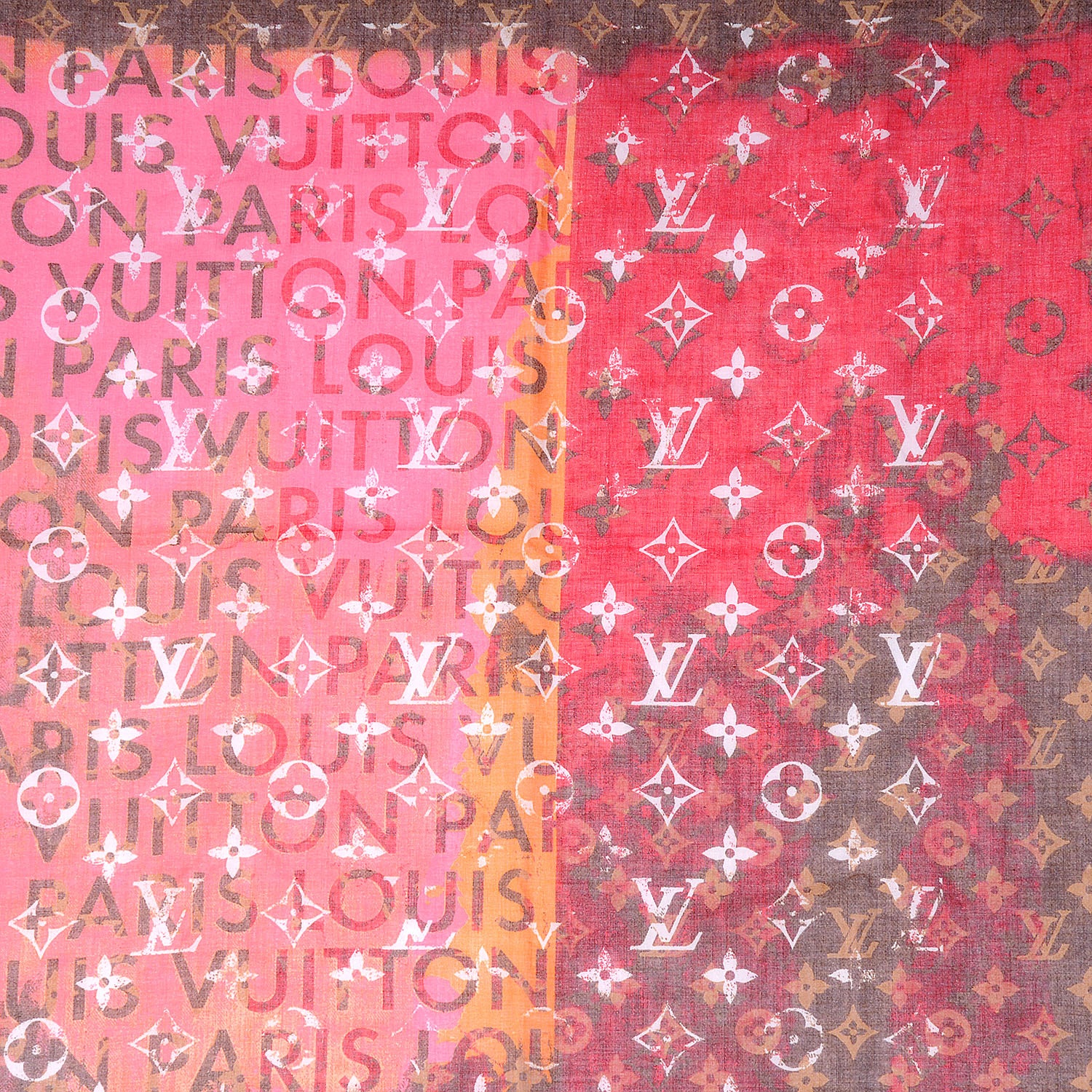 Louis Vuitton Cotton Monogram Pulp Bandana Square Scarf Rose 1 of 5