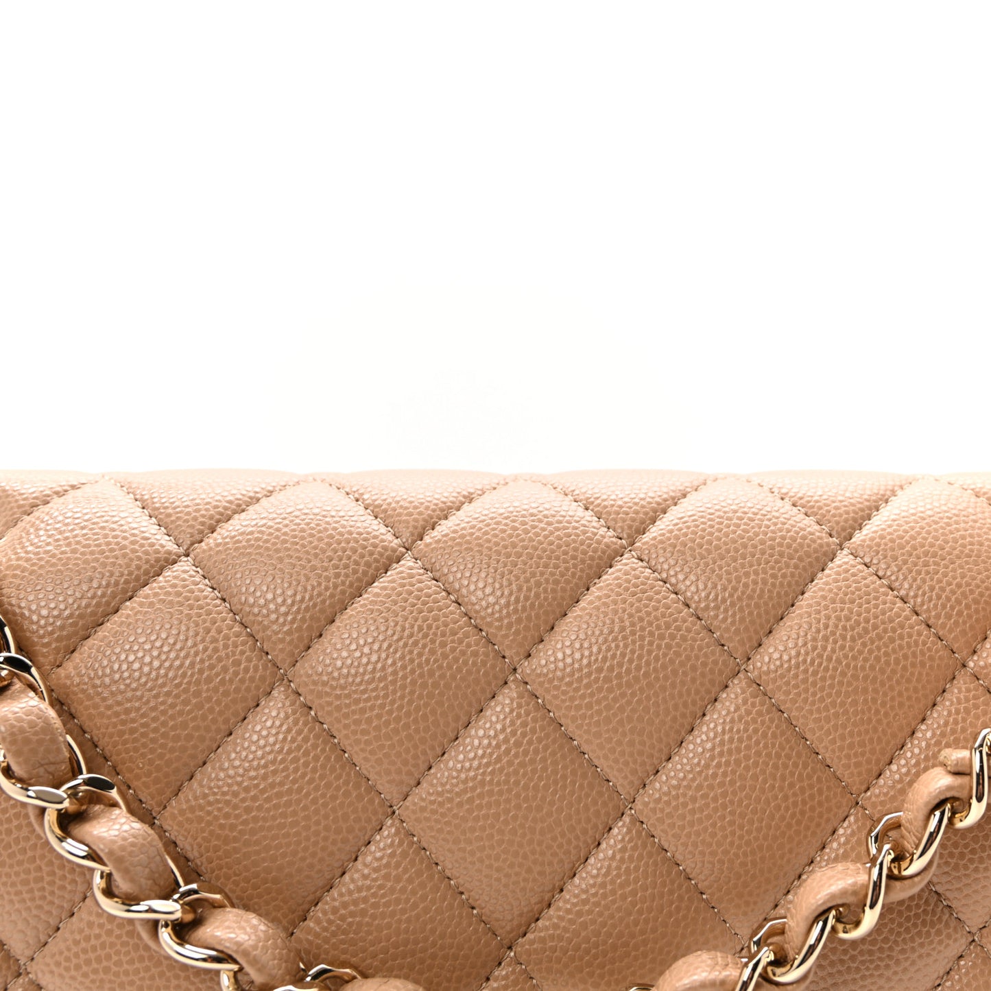 Caviar Quilted Medium Double Flap Dark Beige