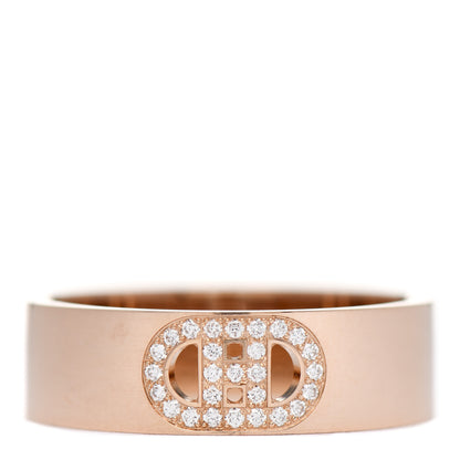 Hermes 18K Rose Gold Diamond PM H D'Ancre Ring 52 6 1 of 5