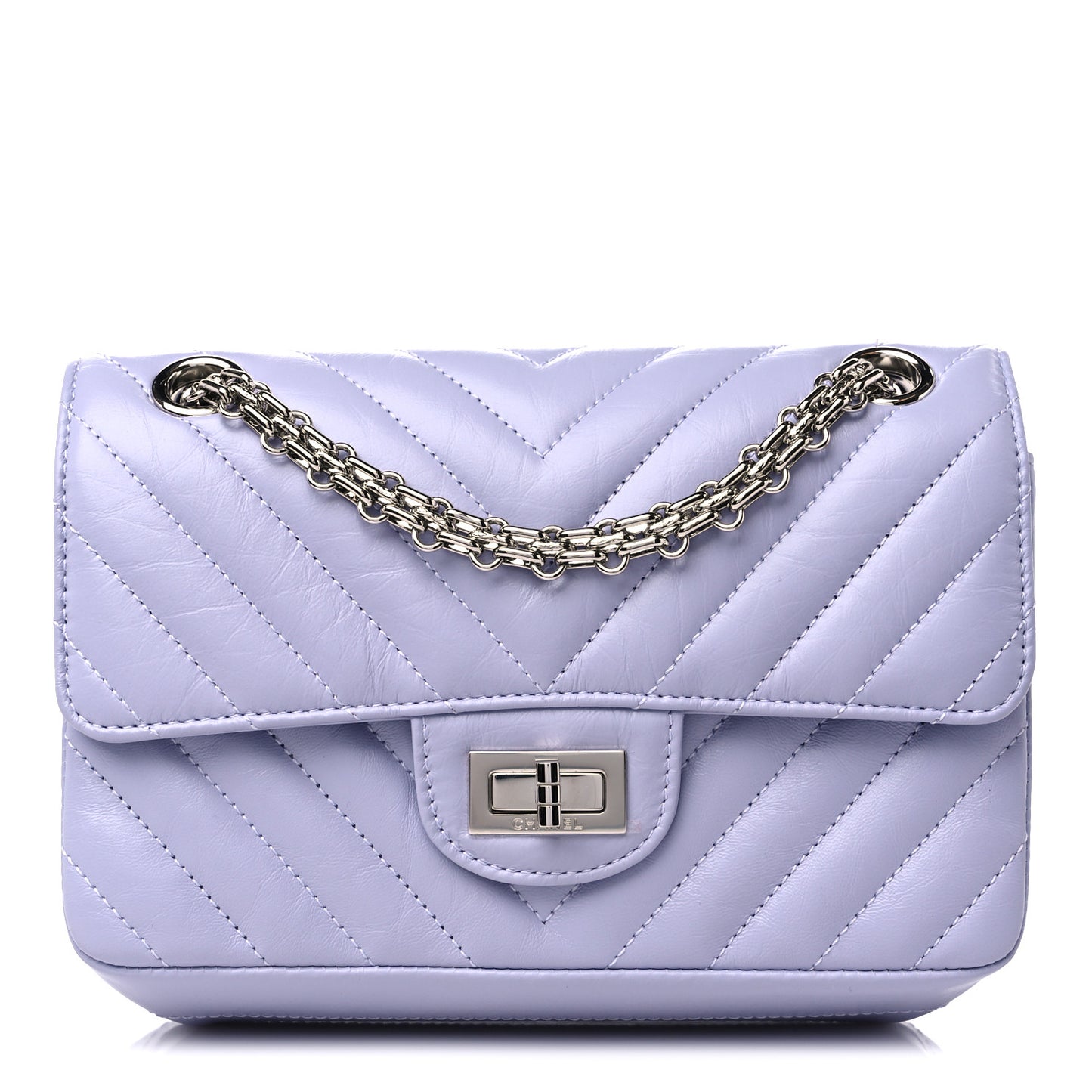 Aged Calfskin Chevron Quilted 2.55 Reissue Mini Flap Light Purple