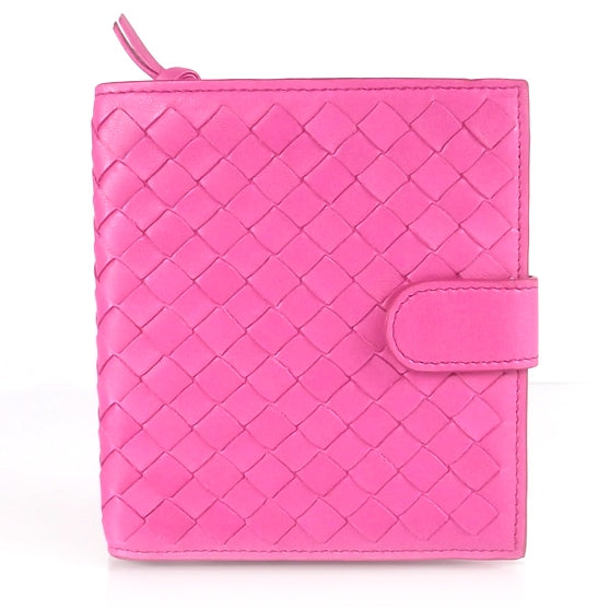 Bottega Veneta Woven Leather French Wallet Pink 1 of 6