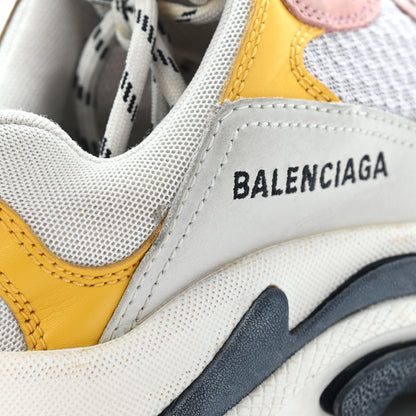 Balenciaga Mesh Nubuck Womens Triple S Sneakers 37 White Gris Jaune Rose 9 of 21