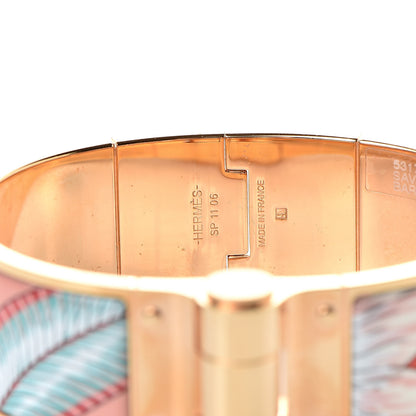 Hermes Enamel Printed Wide Charniere Savana Dance Hinged Bracelet M Baroque 4 of 6