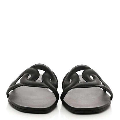 Hermes Rubber Aloha Sandals 36 Black 2 of 8