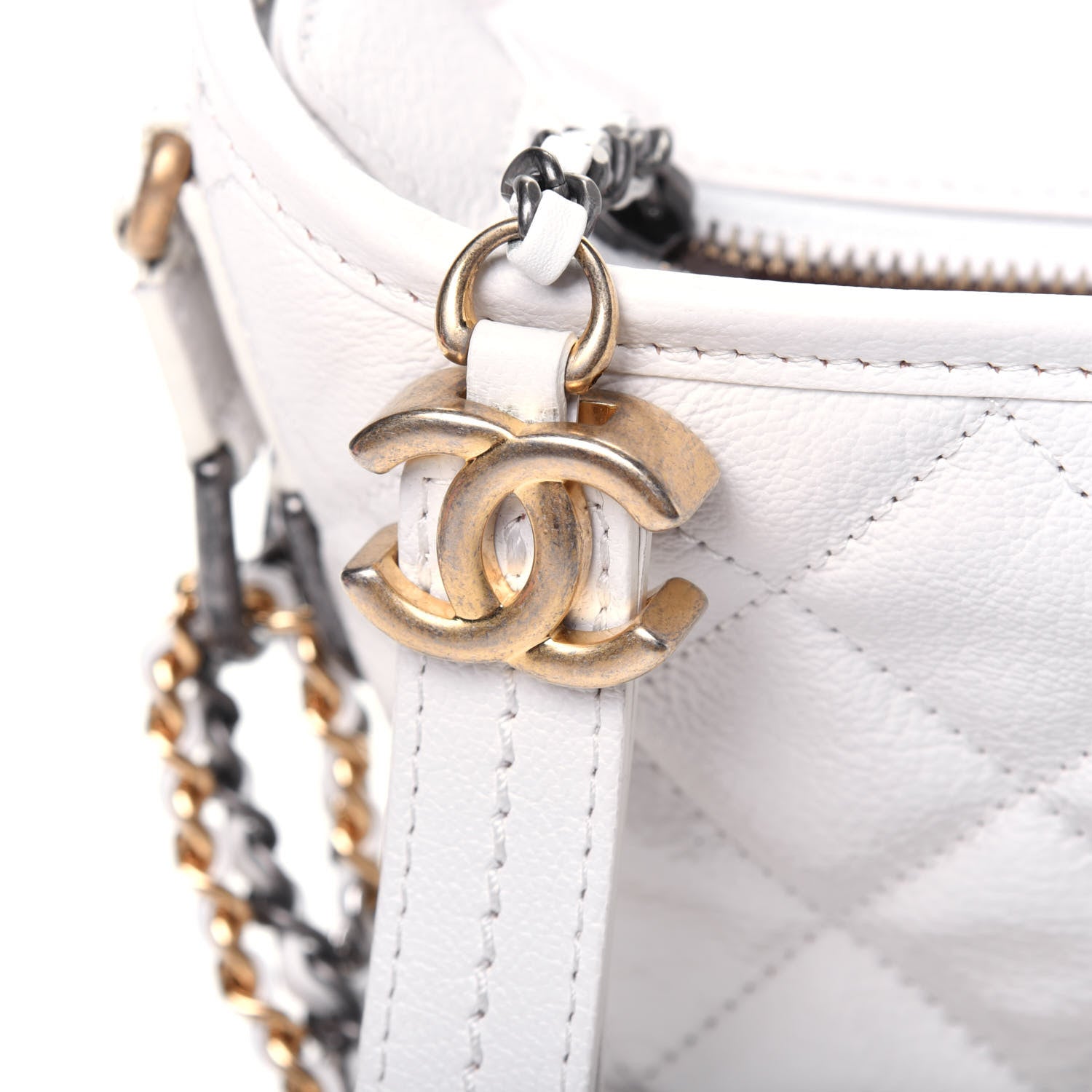 Chanel Patent Goatskin Quilted Small Gabrielle Hobo White 18 of 19