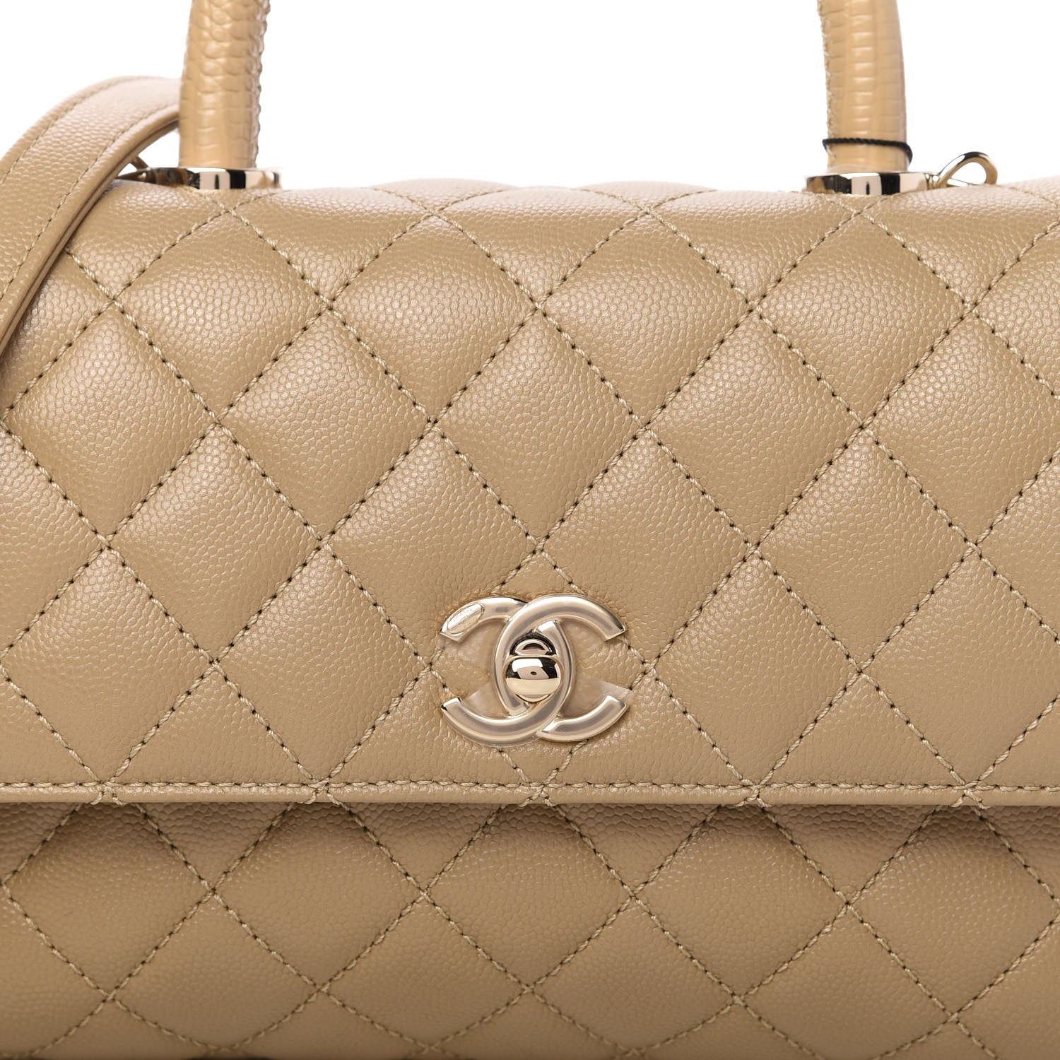 Chanel Caviar Lizard Embossed Quilted Mini Coco Handle Flap Dark Beige 9 of 9