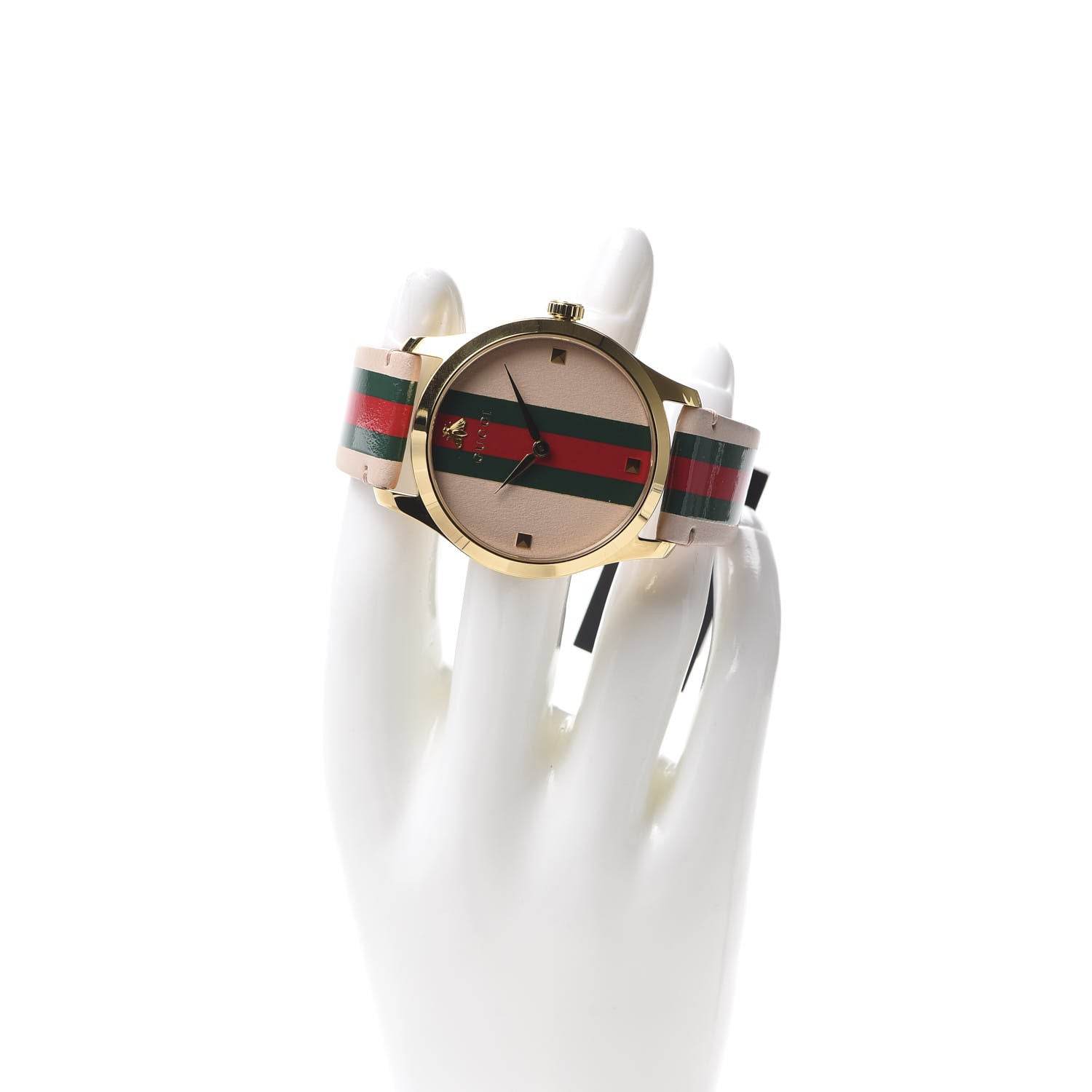 Gucci Stainless Steel Calfskin 38mm G-Timeless Stripe Web Quartz Watch Pink 2 of 5