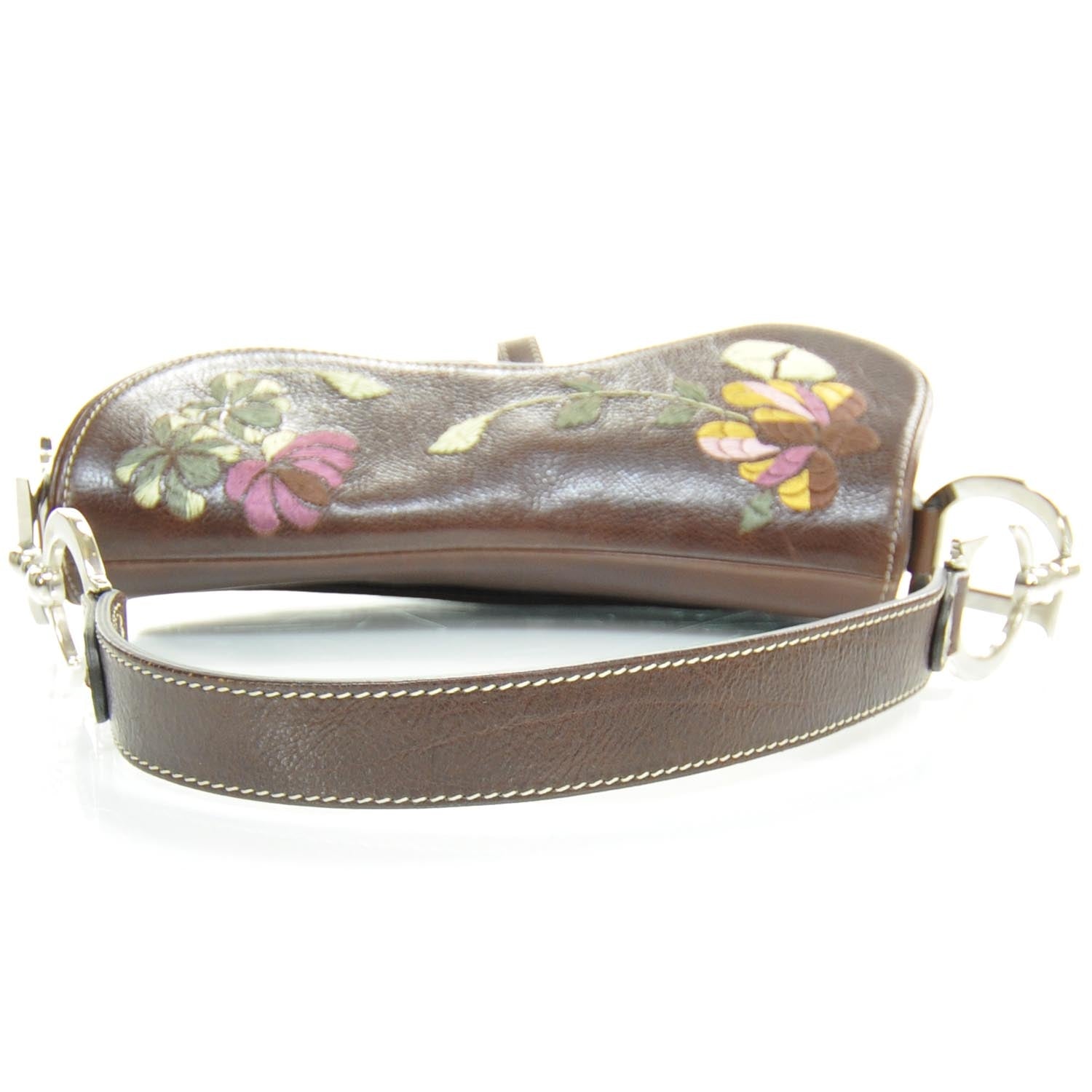 Christian Dior Calfskin Embroidered Romantic Flowers Saddle Bag 5 of 10