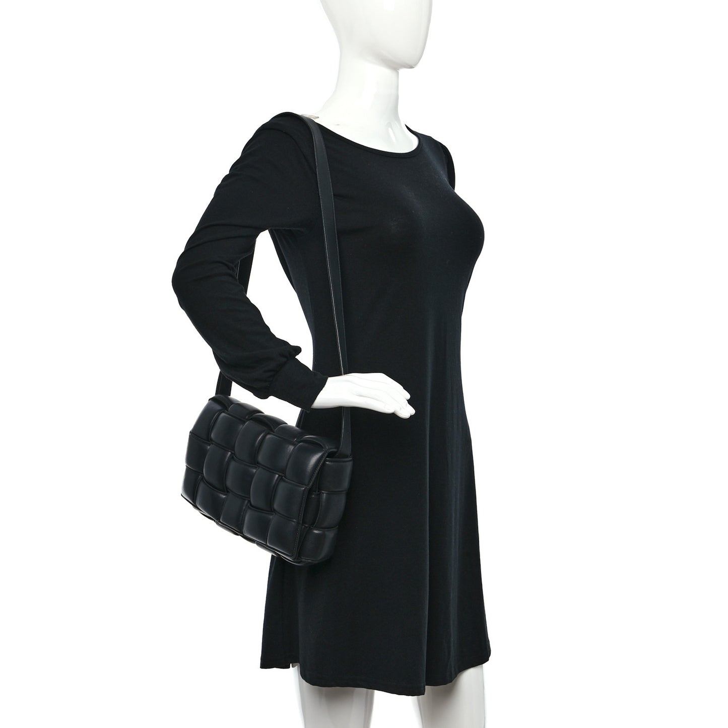 Nappa Maxi Intreccio Padded Cassette Crossbody Bag Black