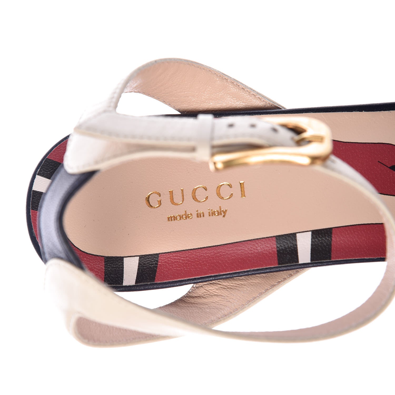 Gucci Calfskin Sally Striped Platform Wedge Sandals 39.5 Navy Ivory 7 of 8