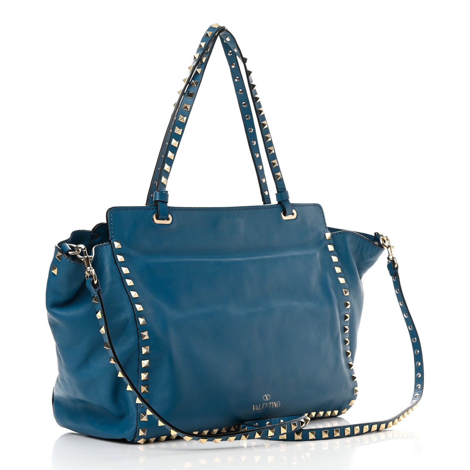 Valentino Garavani Calfskin Medium Rockstud Tote Blue 3 of 25