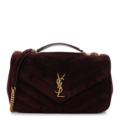 Saint Laurent Suede Chevron Quilted Medium LouLou Smoky Burgundy 1 of 12