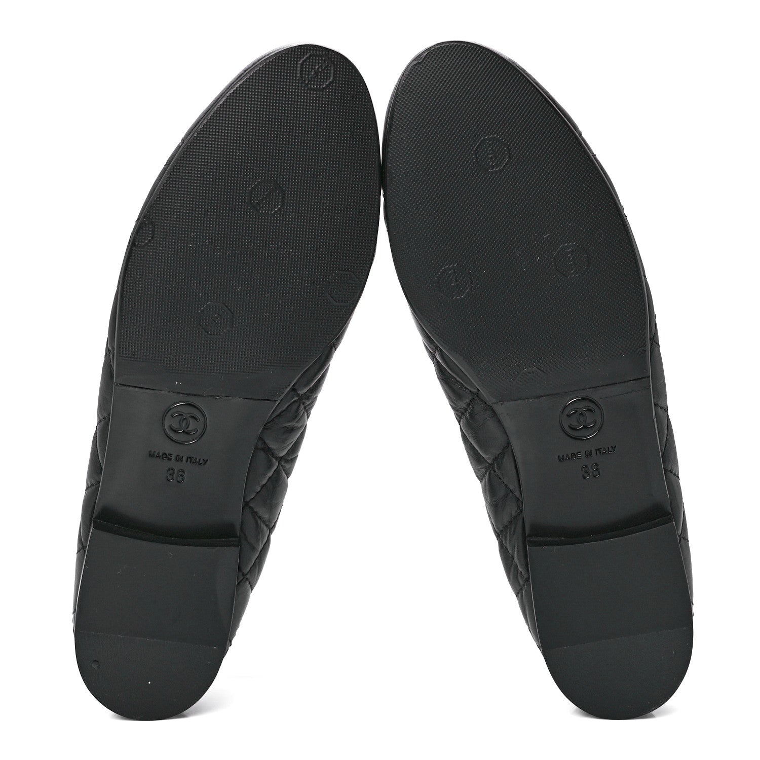 Chanel Aged Calfskin Quilted CC Cap Toe Ballerina Flats 36 Black 5 of 8