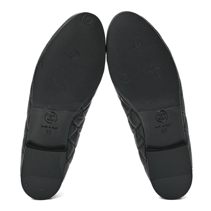 Chanel Aged Calfskin Quilted CC Cap Toe Ballerina Flats 36 Black 5 of 8