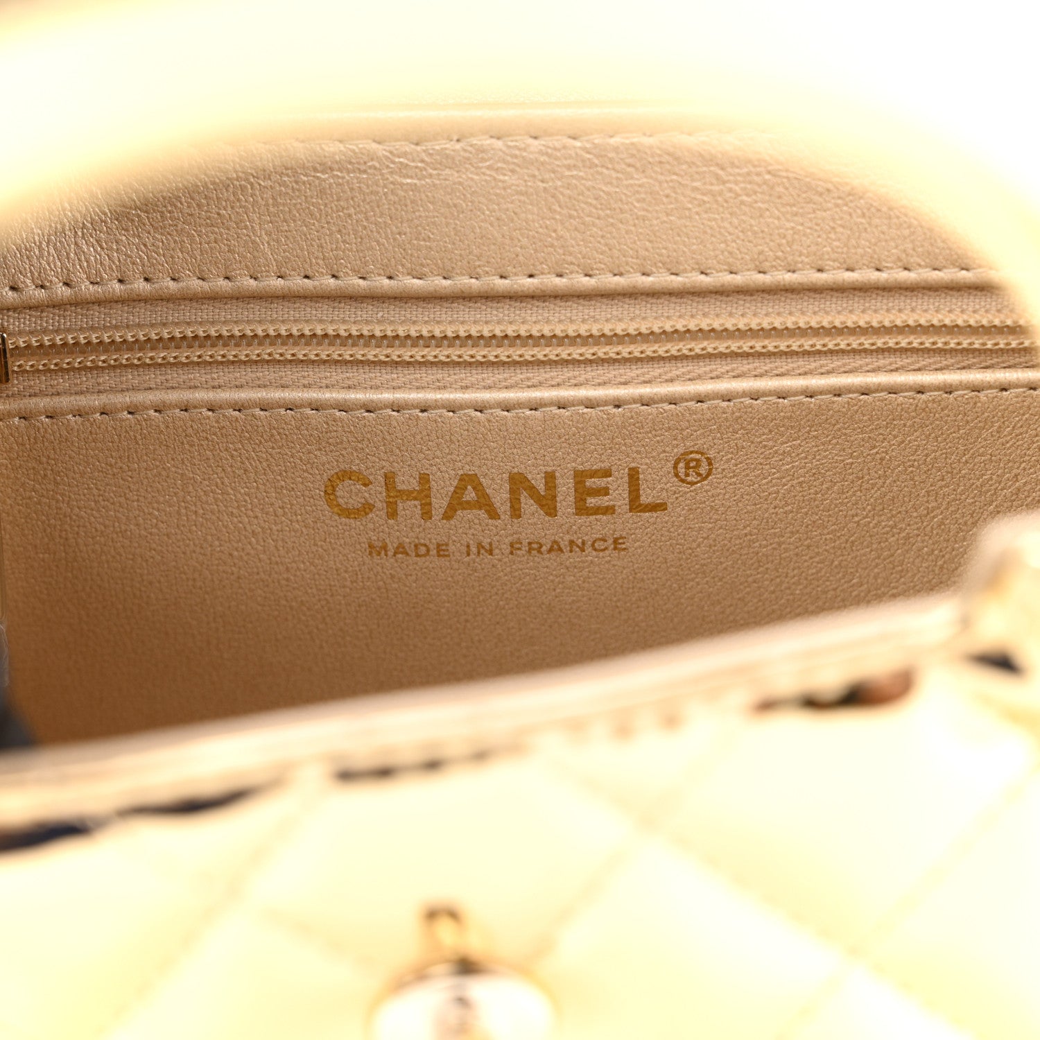 Chanel Mirror Calfskin Metallic Calfskin Quilted Nano Kelly Shopper Gold 6 of 12