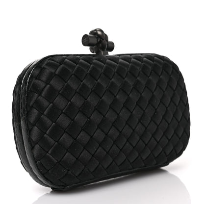 Bottega Veneta Satin Ayers Intrecciato Chain Knot Clutch Black 3 of 8