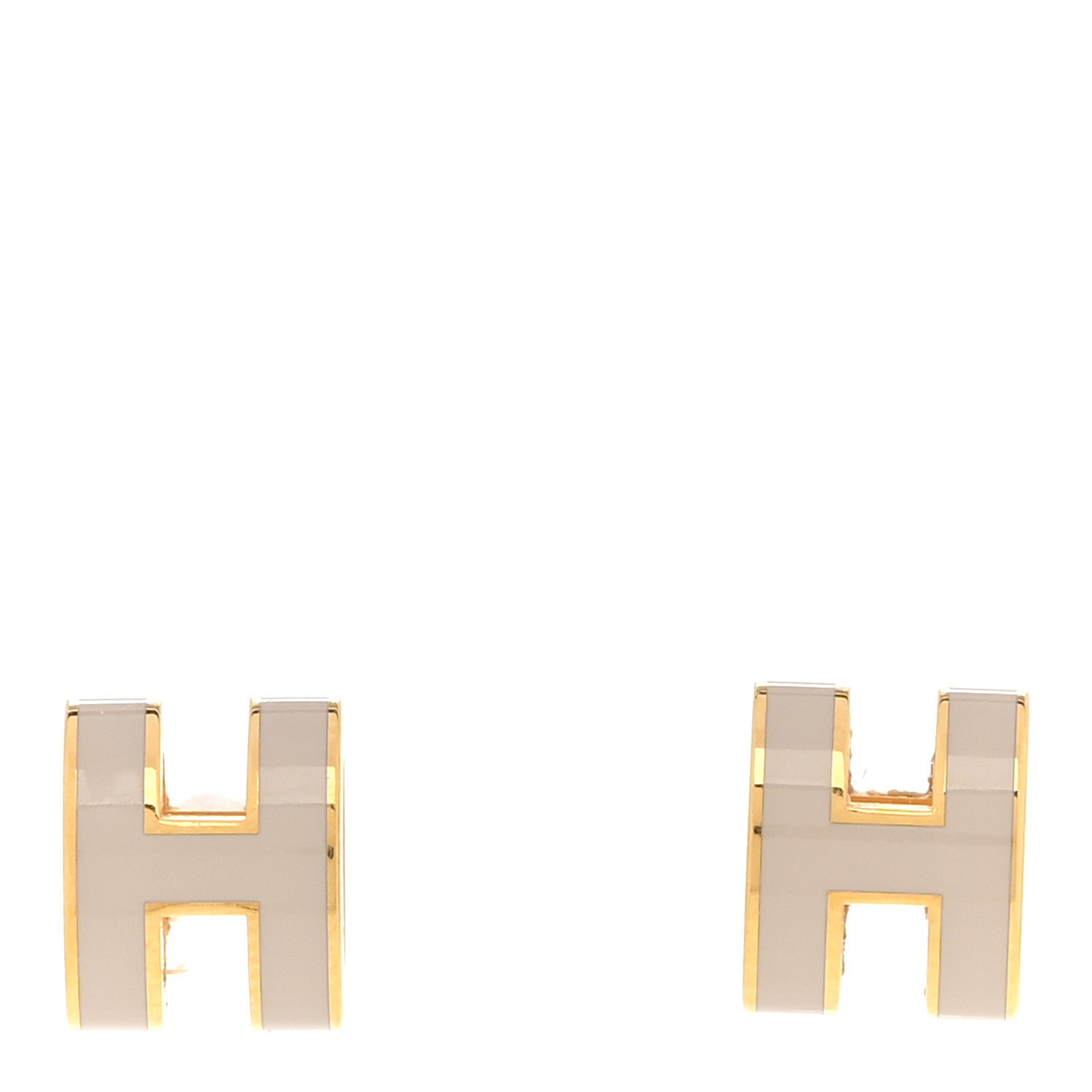 Hermes Gold Lacquered Mini Pop H Earrings Marron Glace 1 of 5