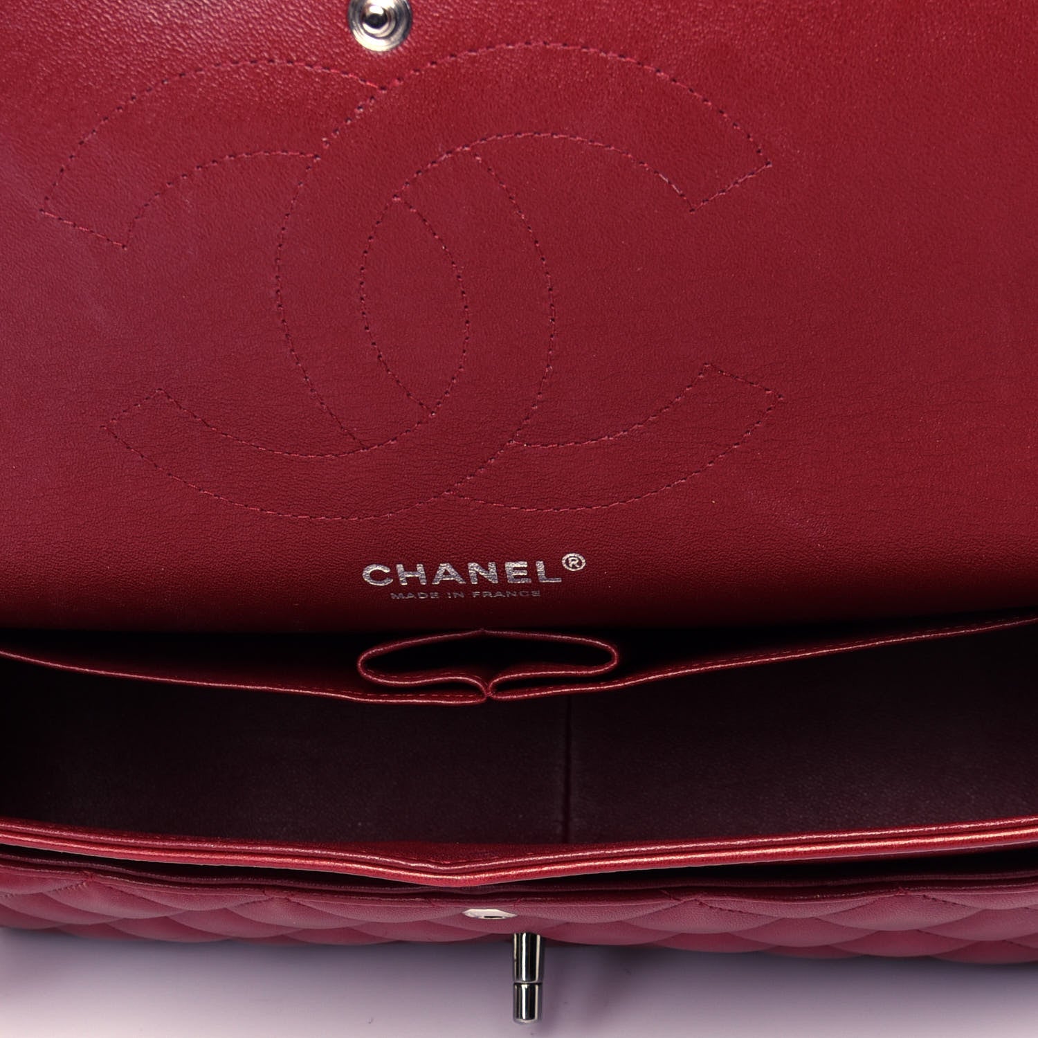 Chanel Lambskin Quilted Jumbo Double Flap Red 4 of 4