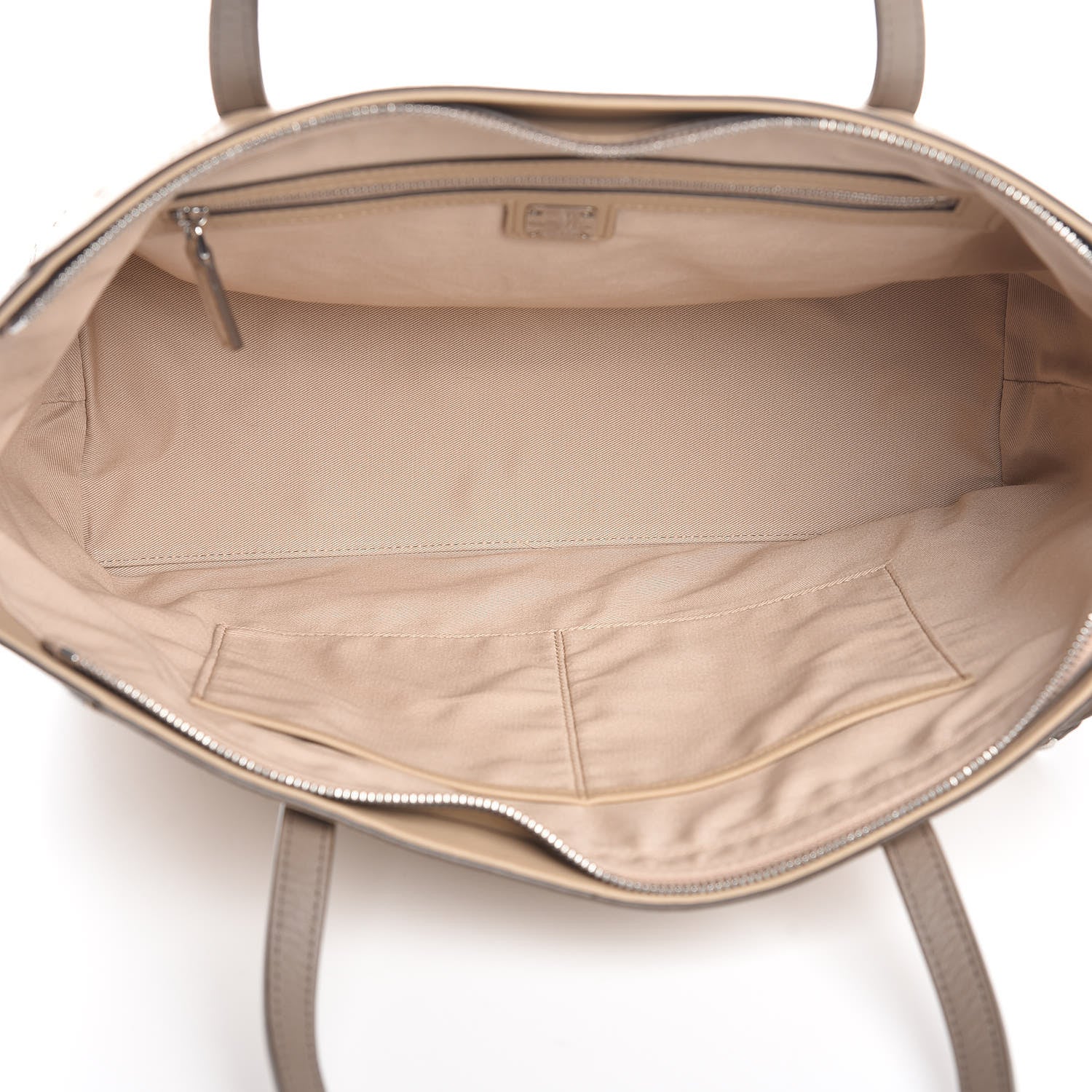 MCM Calfskin Ottomar Monogram Medium Klara Top Zip Tote New Beige 5 of 12
