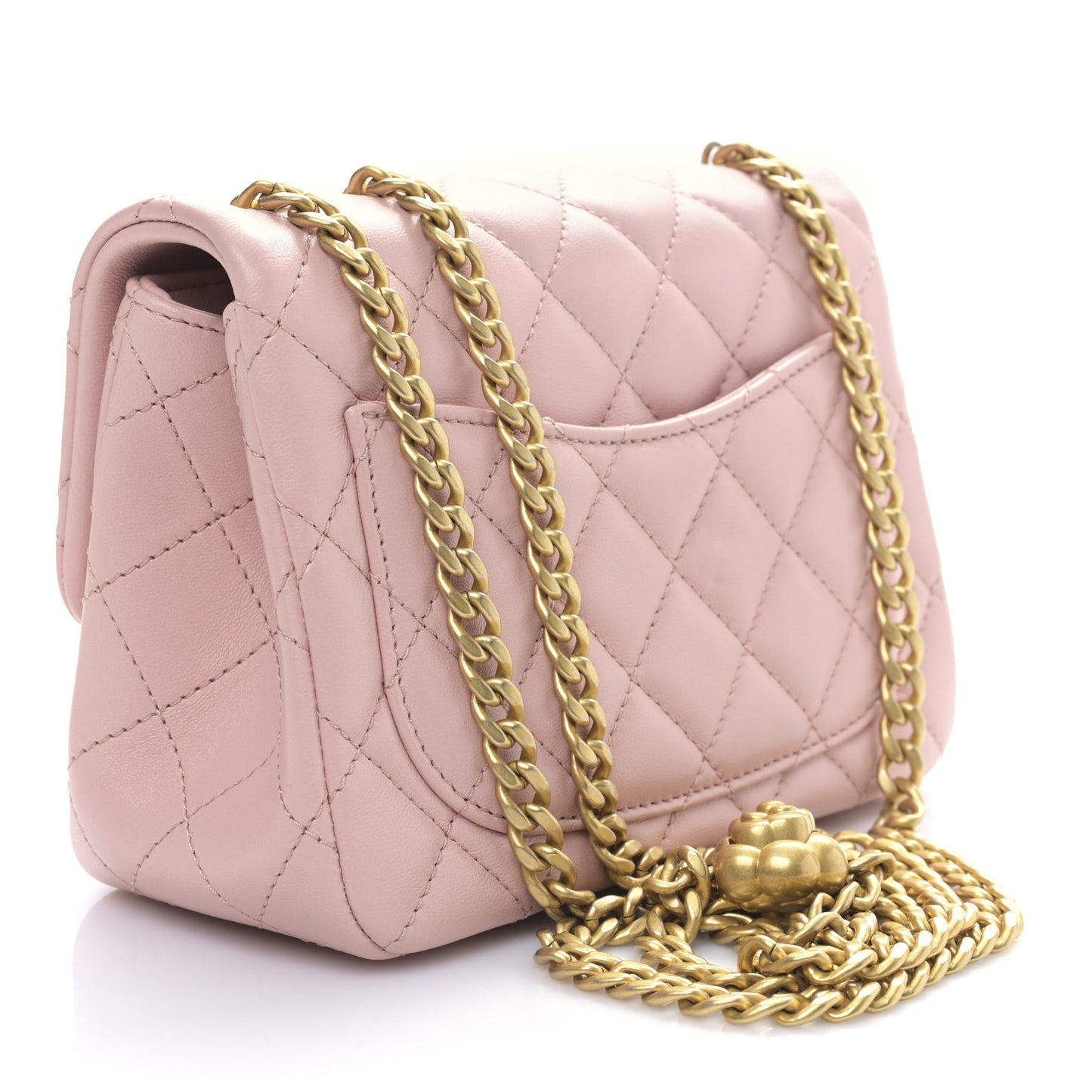 Lambskin Quilted Mini Sweet Camellia Flap Light Pink