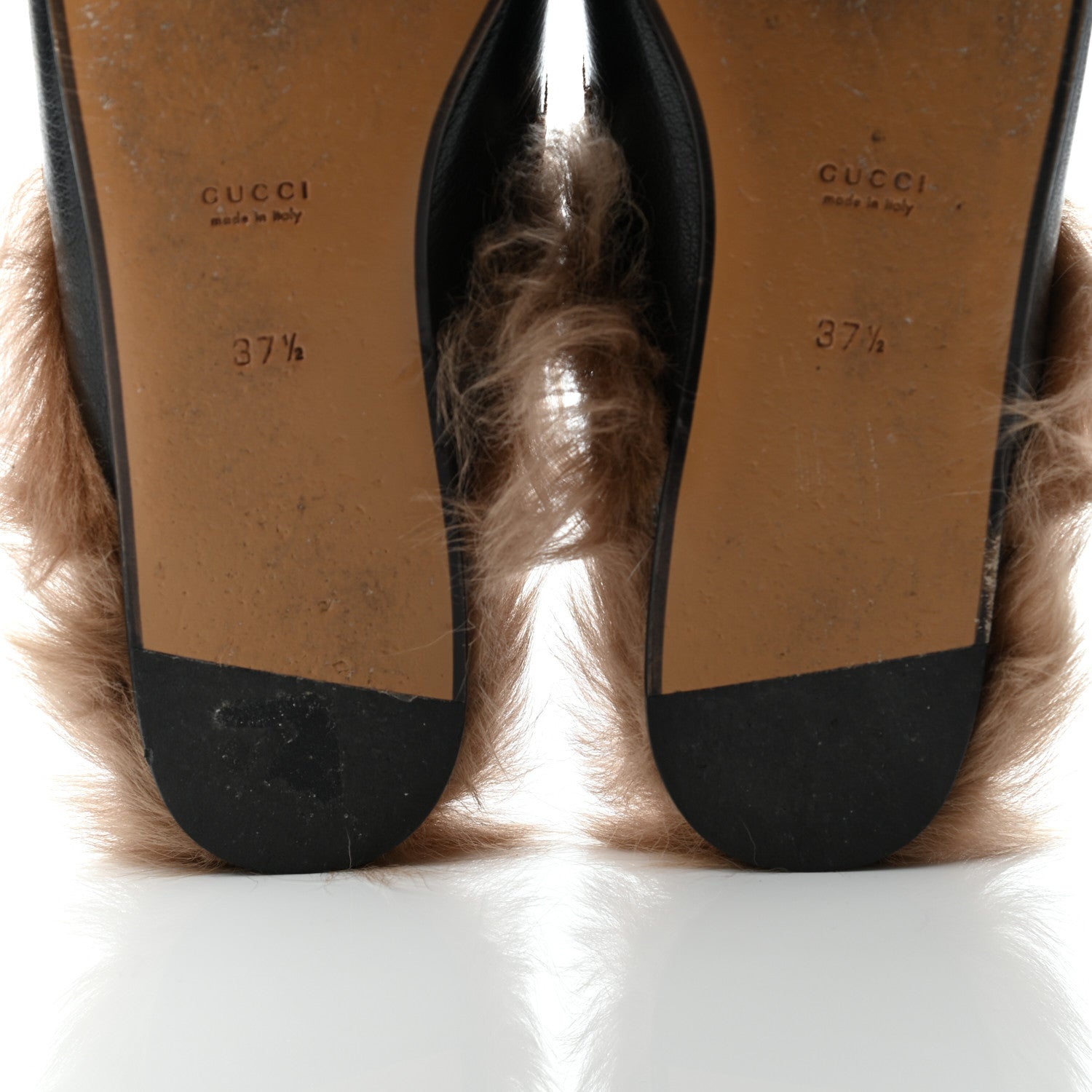 Gucci Goatskin Fur Bee Star Embroidered Womens Princetown Slippers 37.5 Black 9 of 9