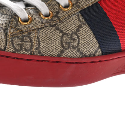 Gucci GG Supreme Monogram Ayers Mens New Ace Low-Top Sneaker 7 Beige Red 24 of 32