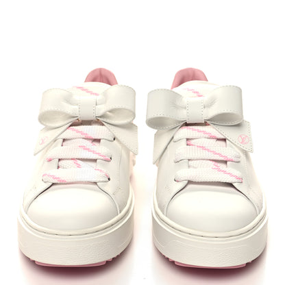 Louis Vuitton Calfskin Time Out Bow Sneakers 38 White Pink 2 of 9