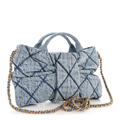 Chanel Washed Denim Quilted Mini Bow Bag Blue 3 of 10