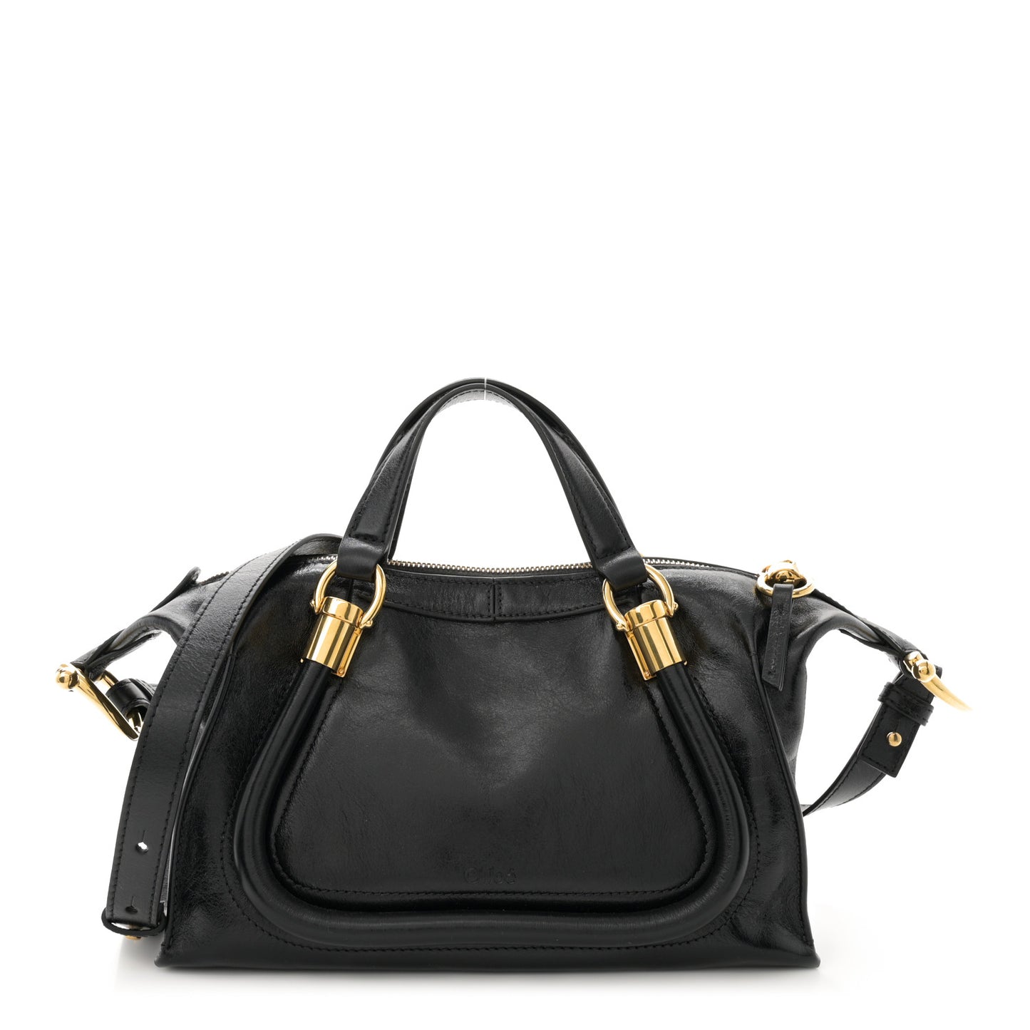 Natural Shiny Calfskin Small Paraty 24 Bag Black