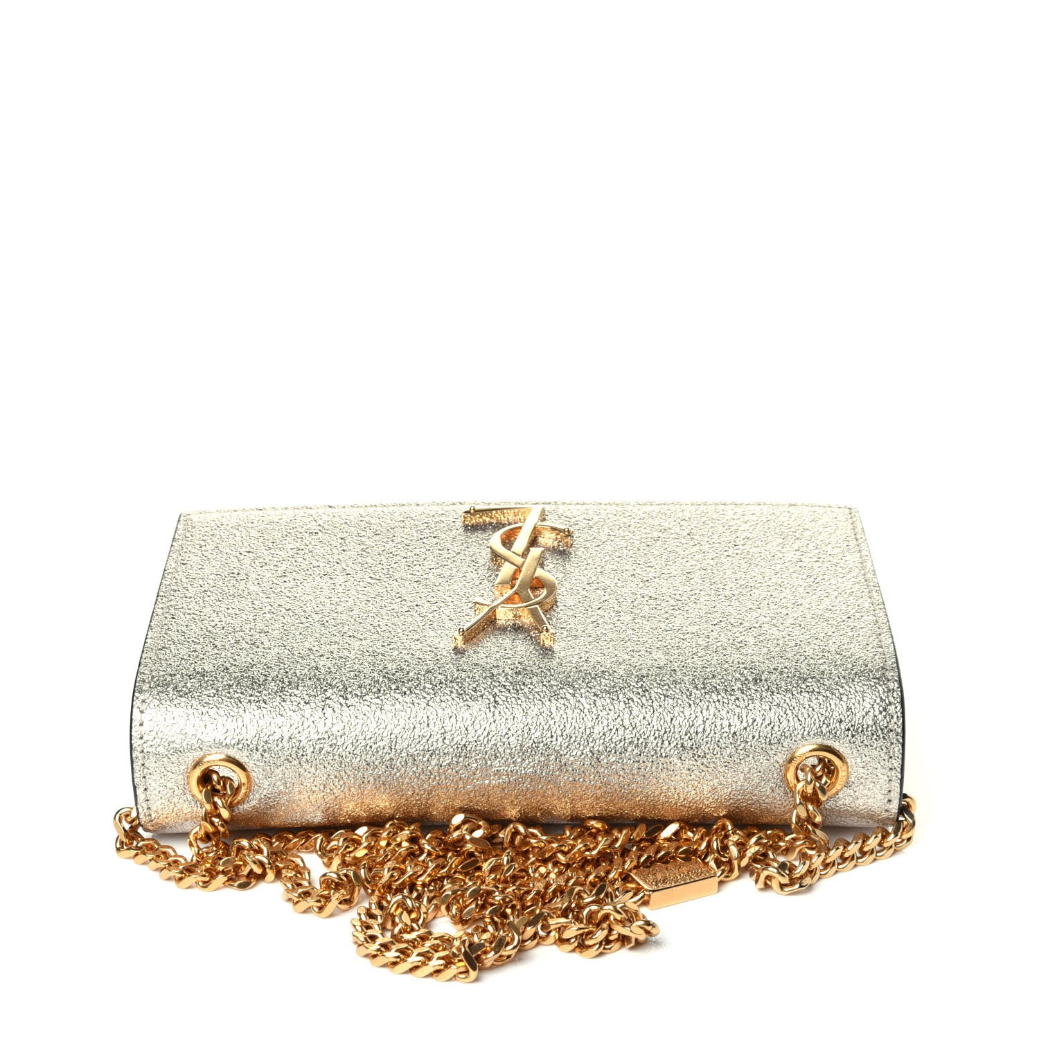 Saint Laurent Metallic Calfskin Small Classic Monogram Kate Satchel Gold 12 of 14