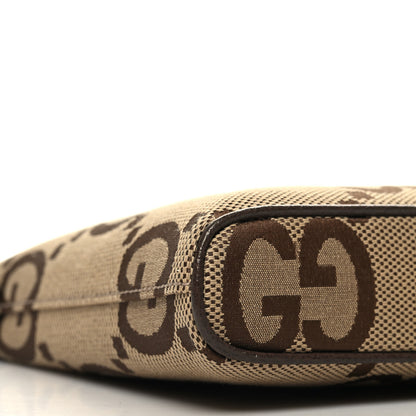 Gucci Monogram Jumbo GG Textured Dollar Calfskin Web Wristlet Messenger Bag Camel Ebony New Acero 9 of 11