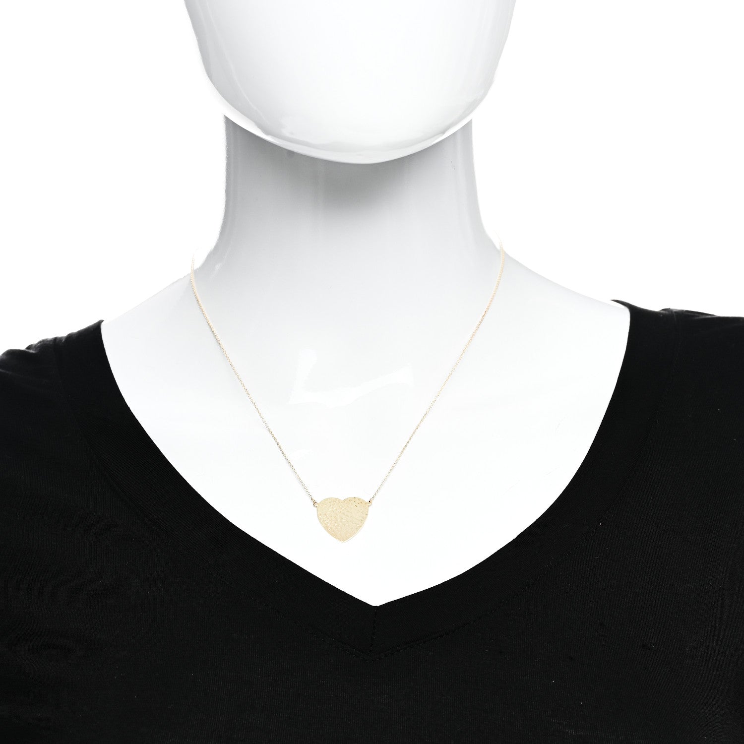 Jennifer Meyer 18K Yellow Gold Hammered Heart Pendant Necklace 2 of 7