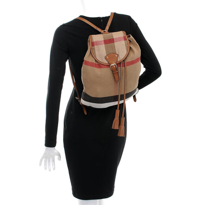 Burberry Overdyed Canvas Mega Check Medium Chiltern Backpack Tan 2 of 13