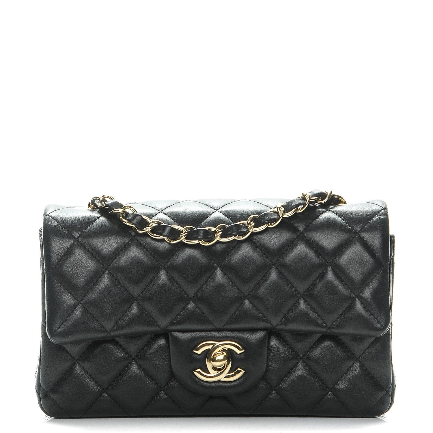 Chanel Lambskin Quilted Mini Rectangular Flap Black 1 of 8