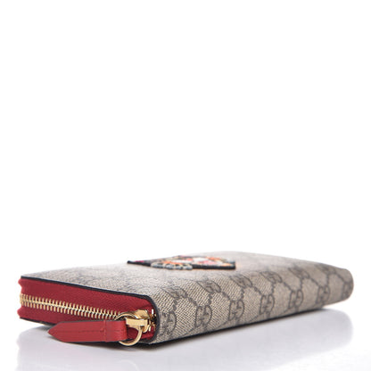 Gucci GG Supreme Monogram Angry Cat Embroidered Zip Around Wallet Red 4 of 6