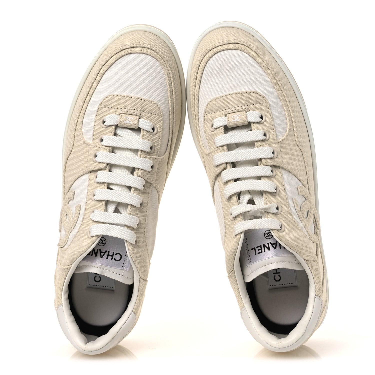 Chanel Cotton Sneakers 40 Light Beige White 2 of 11