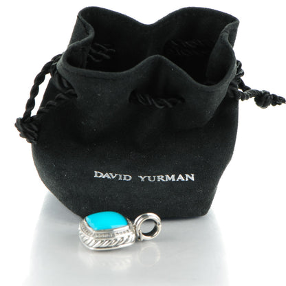 David Yurman Sterling Silver Diamond Turquoise 14mm Albion Enhancer Pendant 4 of 4