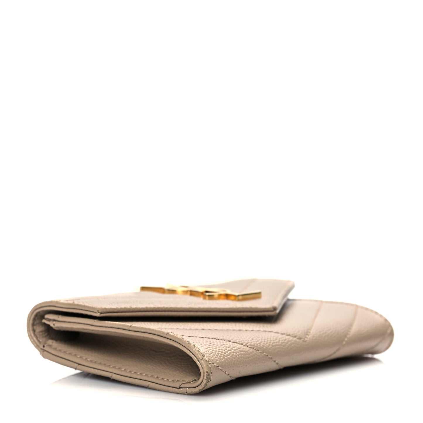 Grain De Poudre Matelasse Chevron Small Monogram Envelope Wallet Dark Beige