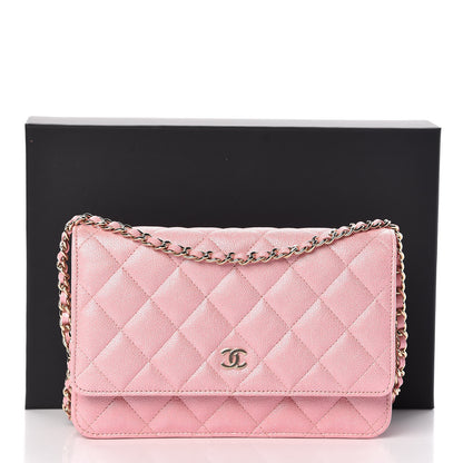 Chanel Iridescent Caviar Quilted Wallet on Chain WOC Rose Pink 9 of 9
