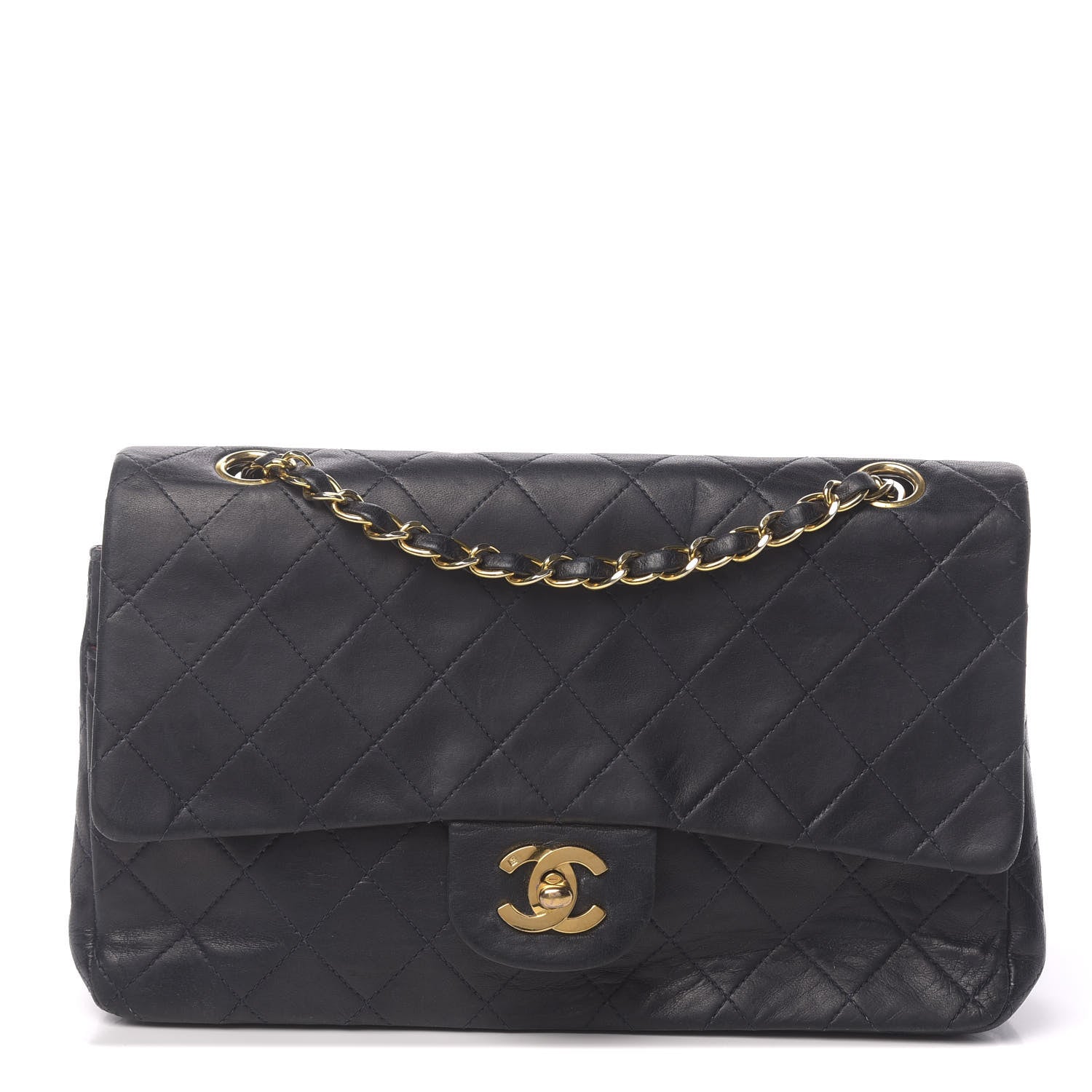 Chanel Lambskin Quilted Medium Double Flap Navy 1 of 28