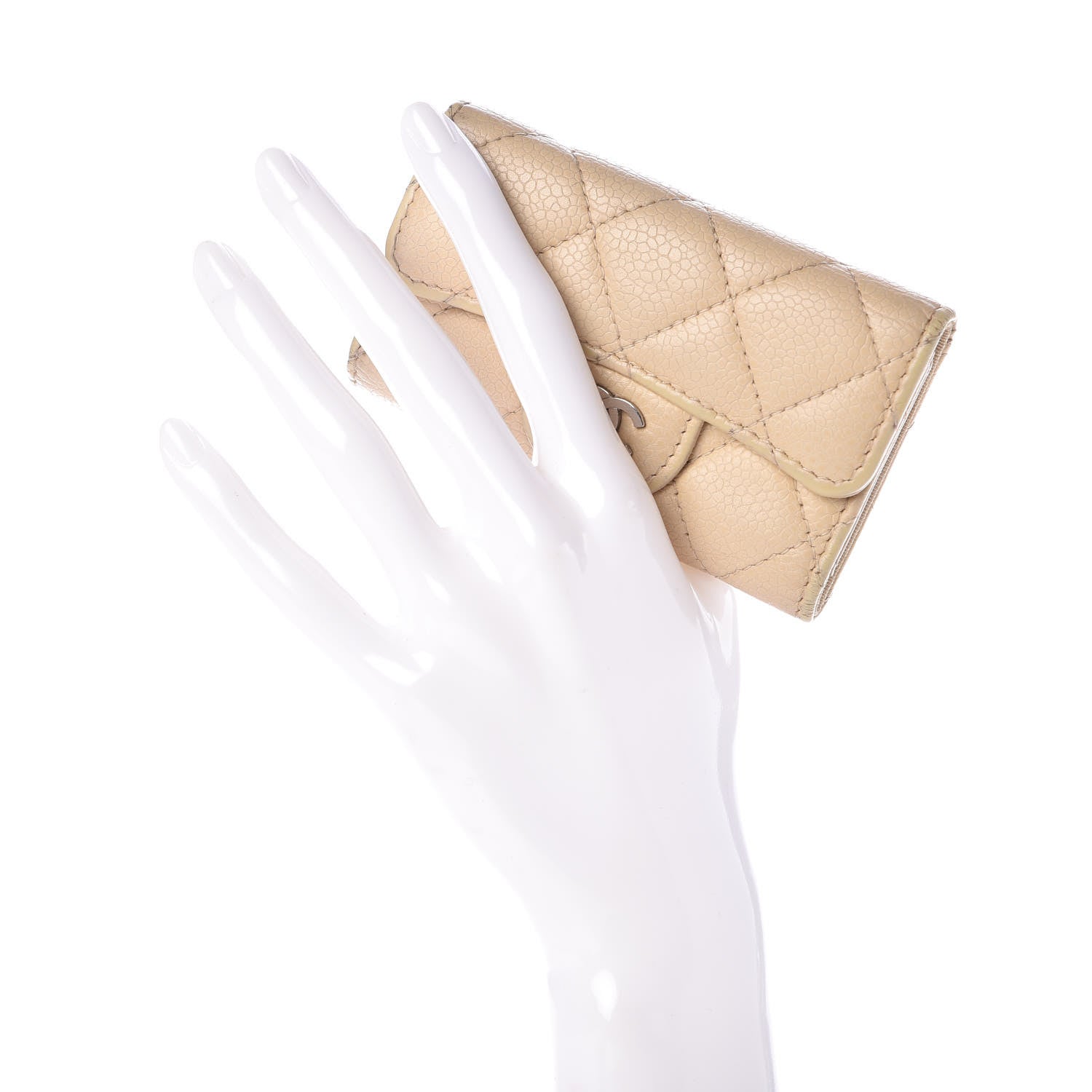Chanel Caviar Quilted 6 Key Holder Beige 2 of 9