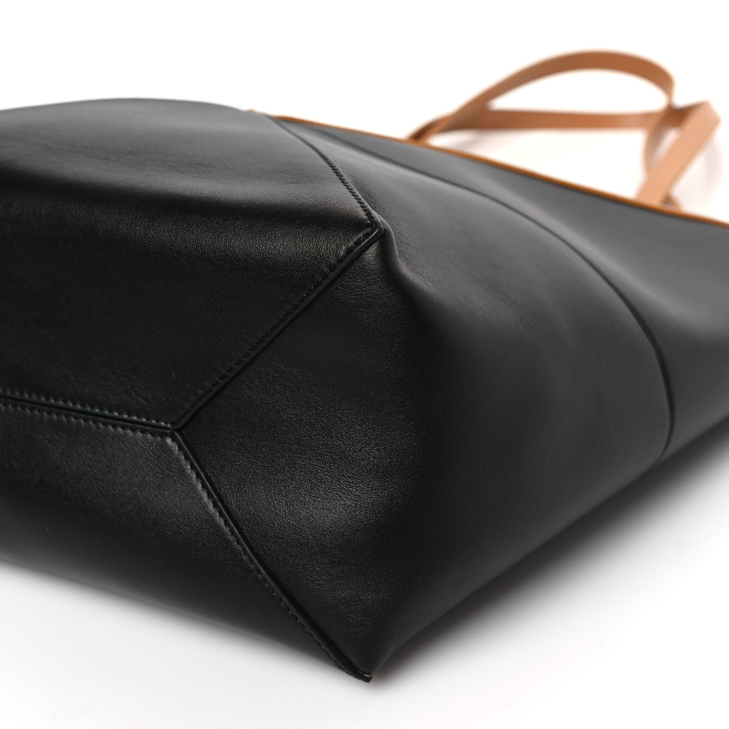 Shiny Calfskin Medium Puzzle Fold Tote Warm Desert Black