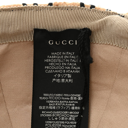 Gucci Raffia GG Monogram Elaphe Embroidered Aisha Baseball Hat M Ivory Black 9 of 11