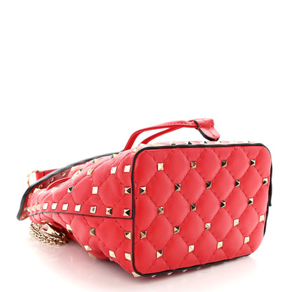 Valentino Garavani Nappa Mini Rockstud Spike Bucket Bag Rouge Pur 4 of 9