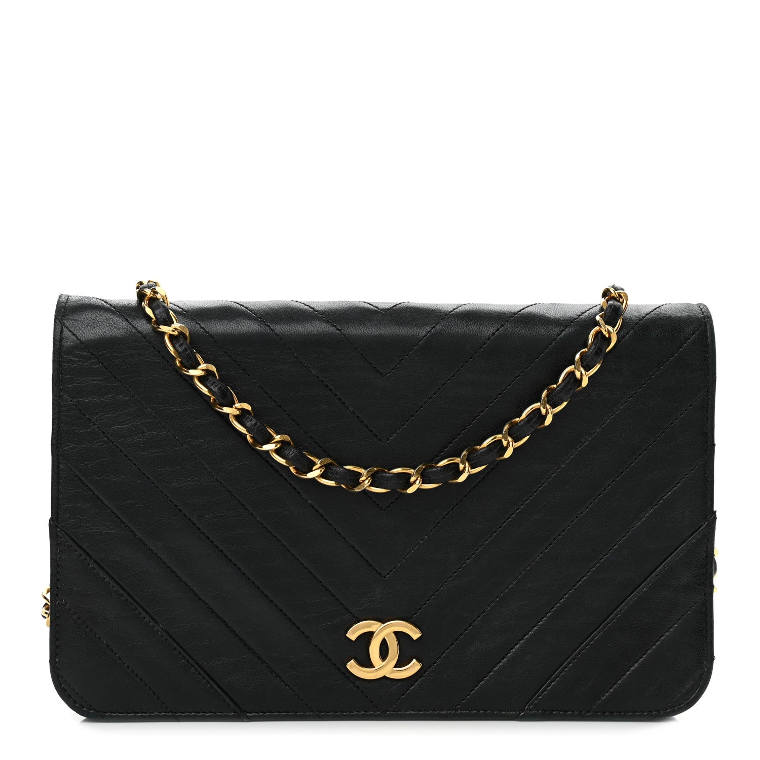 Chanel Lambskin Chevron Quilted Small Single Flap Black 1 of 12