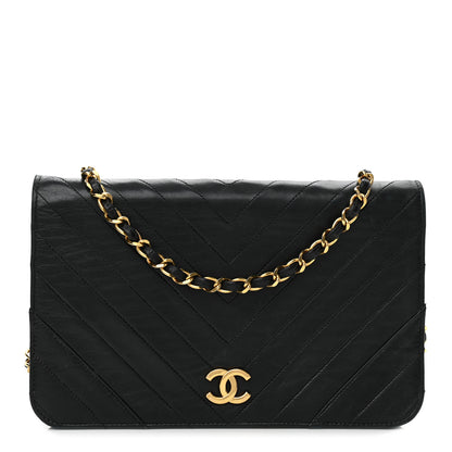 Chanel Lambskin Chevron Quilted Small Single Flap Black 1 of 12