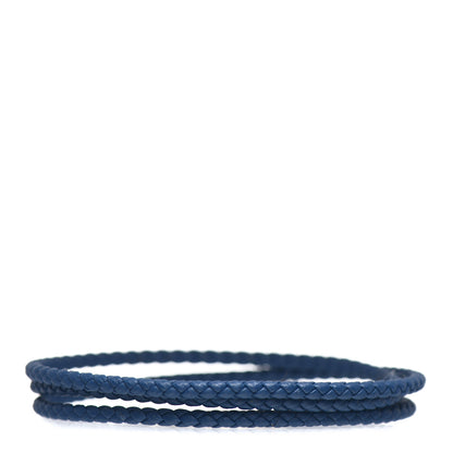 David Yurman Sterling Silver Leather Mens Chevron Triple-Wrap Bracelet Blue 3 of 4