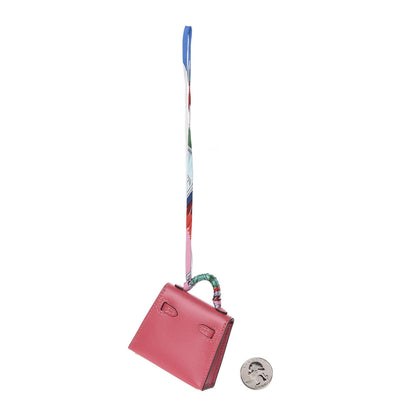 Hermes Tadelakt Mini Kelly Twilly Bag Charm Rose Lipstick 2 of 6